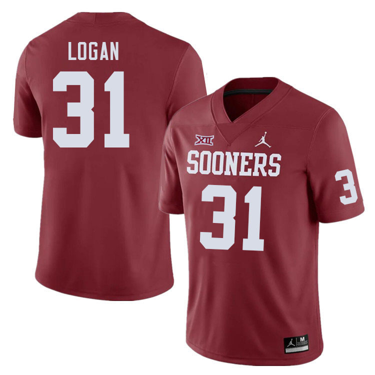 Men #31 Ashton Logan Oklahoma Sooners College Football Jerseys Stitched Sale-Crimson